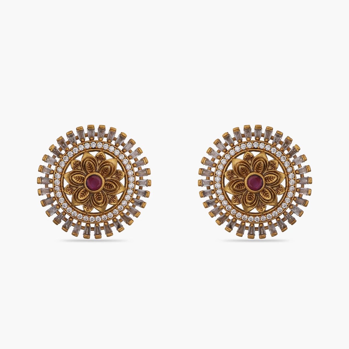 Indian Traditional Jewelry 22kt Yellow Gold Kudi Design Stud Earrings | eBay